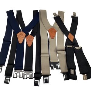 Perry Suspenders Men's Classic Y Back Heavy Duty Clip-On Adjustable Lot of 4